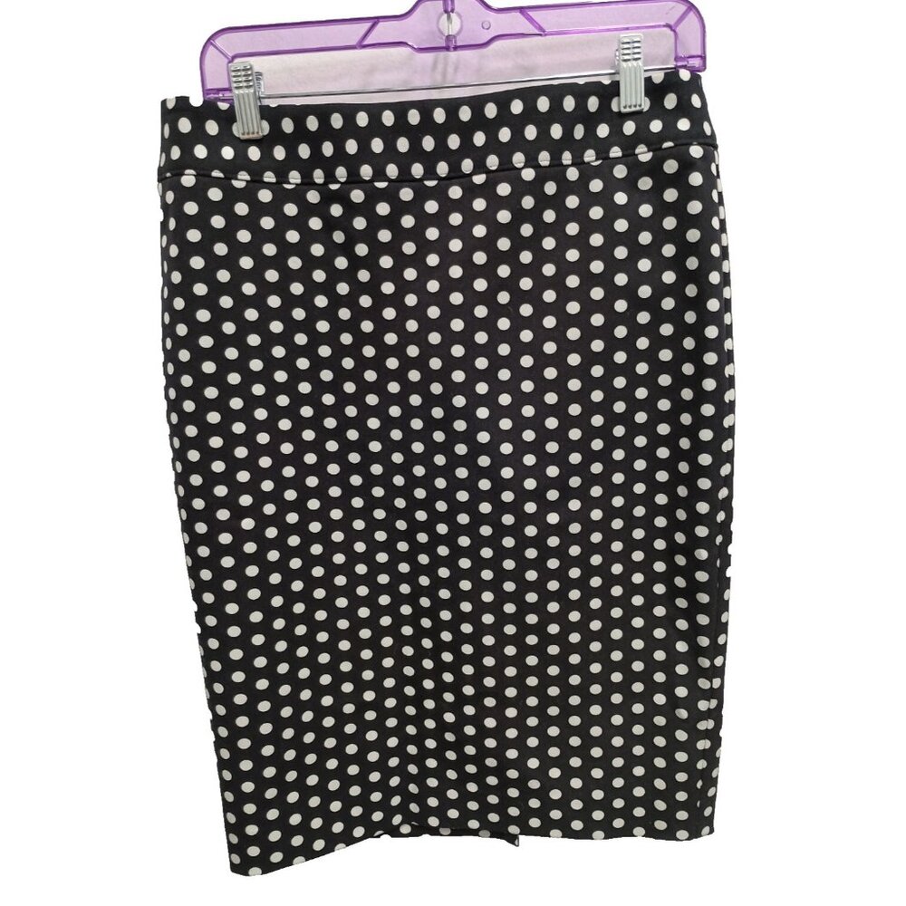 Ann Taylor LOFT Womens Pencil Skirt Size 8 Black Polka Dot Mini Carrier Workwear